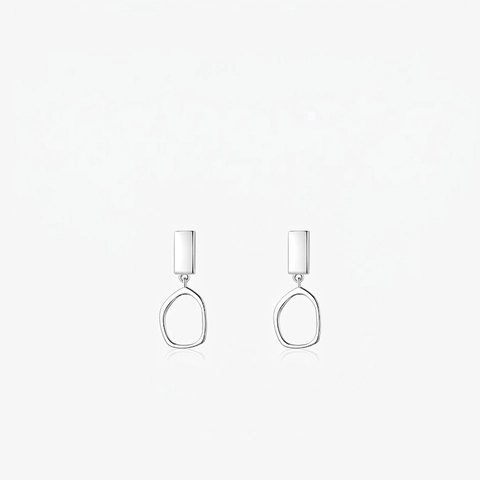 925 Sterling Silver Geometric Drop Earrings For Women Irregular Circle Rectangular Minimalist Jewelry Chic Gift Silver