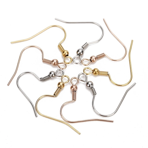 Ganchos De Pendientes Franceses De Acero Inoxidable Con Perla Y Resorte Antialérgicos Para Creación De Joyas DIY