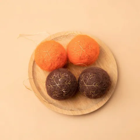 Weihnachtsbaumkugeln Wollfilz Handgefertigt Goldene Schneeflocken Stickerei Aufhängung Feiertagsdeko