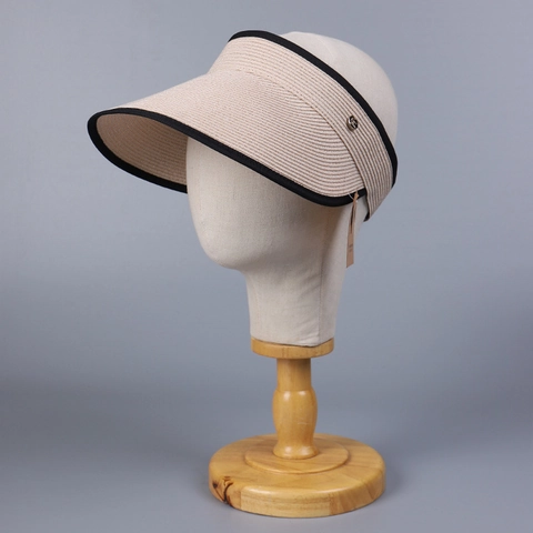 Women Summer Straw Visor Hat Foldable Wide Brim Sun Hat Paper Straw Roll Up Beach UV Protection Adjustable Magic Tape
