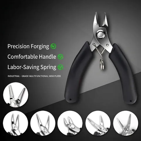 Mini Jewelry Pliers Stainless Steel Precision DIY Handcraft Tools With Non-Slip Handle And Effort-Saving Spring