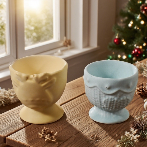 Christmas Reindeer Silicone Mold Embossed Weave Texture Handmade DIY Candle Cup Plaster Resin Casting Craft Festive Decor