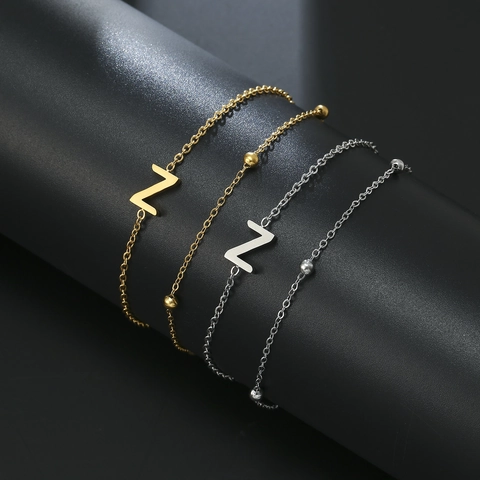 Bracciale Con Lettera Iniziale A Strati Acciaio Inossidabile Perle Minimaliste Ciondolo Alfabeto Gioielli Di Moda Regalo Per Donne