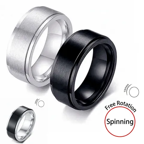 Spinner Ring Stainless Steel Rotatable Stress Relief Jewelry For Men Women Brushed Finish Band