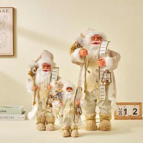 Adorno De Papá Noel Tela De Punto Piel Sintética Lentejuelas Doradas Estilo Nórdico Decoración Mesa Navidad Figura