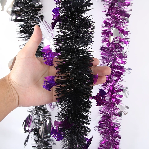 Ghirlanda Di Tinsel Di Halloween Festone Di Plastica Lucida Con Forme Di Fantasma Pipistrello Per Decorazione Festa