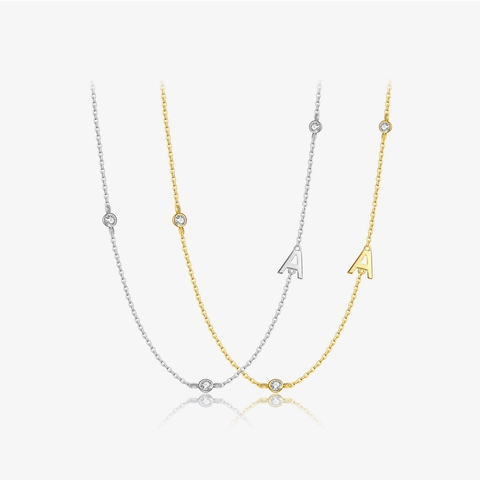 Collana Con Ciondolo Lettera Alfabeto Rame Placcato Argento Oro Minimalista Zircone Catena Di Clavicole Gioielli Moda Donne
