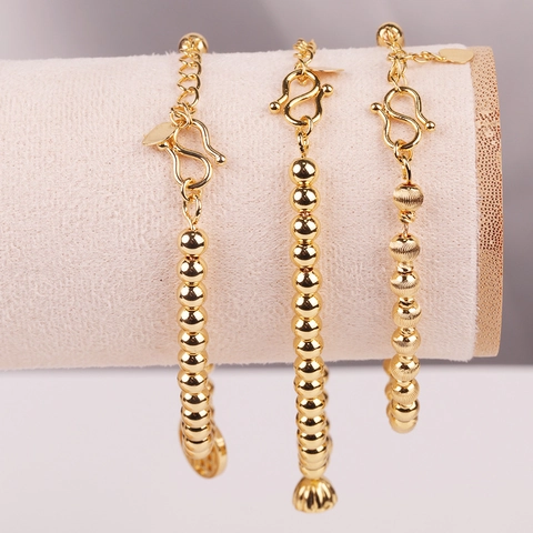 Pulsera de Cobre con Abalorios Chapada en Oro Estilo Chino para Mujer Colgante Corazón Loto Amuleto Joyería Moda
