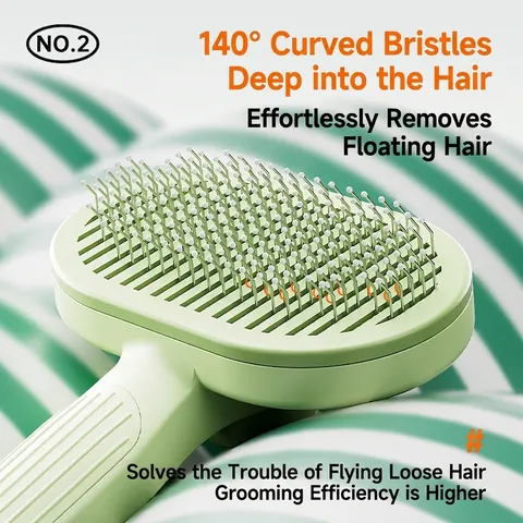 Pet Self-Cleaning Slicker Brush Massage Grooming Comb One-Click Hair Removal Tool Dogs Cats ABS Stainless Steel Pins