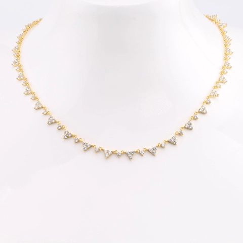 S925 Sterlingsilber Dreieck Zirkonia Halskette Für Damen Französischer Stil Nischendesign Eleganter Geometrischer Minimalistischer Schlüsselbeinkette