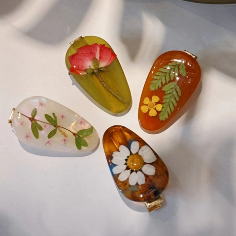 Pinzas Para El Cabello De Resina Con Flores Secas Reales Estilo Bosque Accesorio Para Mujeres