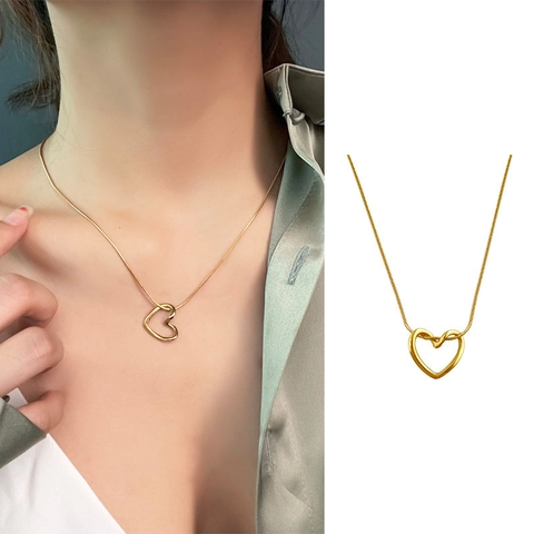 Titanium Stahl Herz Schmetterling Anhänger Halskette Einfache Verdrehte Minimalistische Schlüsselbein Kette Schmuck Für Frauen