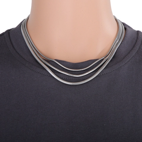 Collana A Catena Di Serpente Tonda In Acciaio Inossidabile 316L Con Chiusura A Moschettone Gioielli Minimalisti Per Uomo Donna