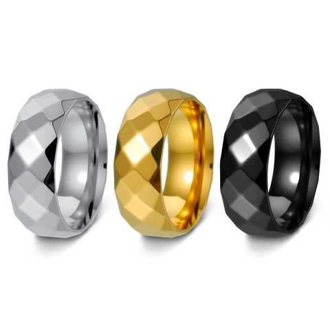 Geometrischer Facettierter Bandring 304 Edelstahl Hochglanzpolierter Minimalistischer Punk-Schmuck Für Männer Unisex