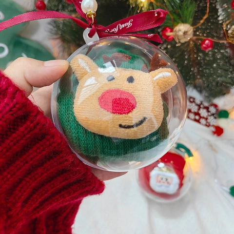 Chaussettes De Noël Pour Enfants En Coton Tricoté Avec Peluche 3D Père Noël Renne Cadeau De Fête Hiver Chaudes