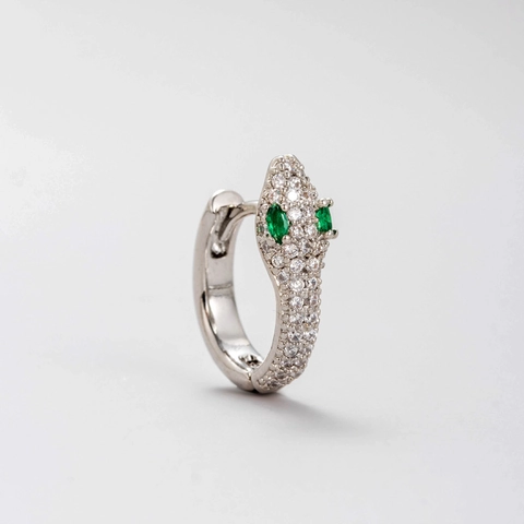 Titanium Steel Snake Stud Earrings For Women Green Zirconia Inlaid Ear Bone Nail Piercing Jewelry Sophisticated Niche Style