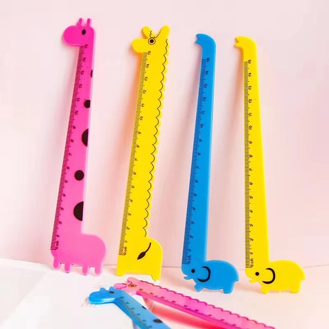 Süßes Cartoon Tier Plastik Lineal Giraffe Elefant Geformtes Messwerkzeug Für Kinder Studenten Schule Kawaii Schreibwaren