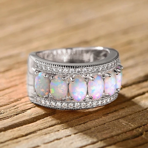 Damen Ring Kupfer Imitation Opal Oval Zirkonia Luxus Elegant Schmuck Hochzeit Verlobung Täglich Mode Accessoires