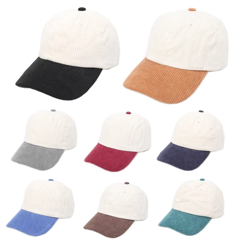 Baseball Cap Corduroy Patchwork Kontrastfarbe Verstellbar Lässig Vintage Mütze Für Herren Damen Herbst Winter