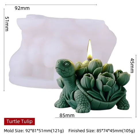 Molde De Silicona Tortuga Tulipa Para Hacer Velas DIY Forma De Flor Geométrica Jabón Aromaterapia Resina Flexible