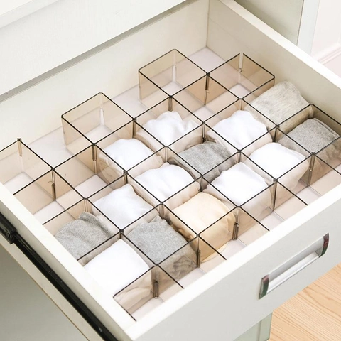 Organizzatore Divisorio Per Cassetti Modulare Per Calze Biancheria Intima Plastica DIY Combinazione Regolabile Armadio