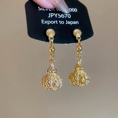 Orecchini Pendenti Lanterna Svuotata Lega Con Perno In Argento Sterling 925 Stile Palazzo Vintage Per Donne