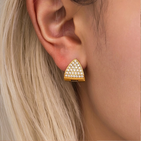 Dreieck Geometrische Ohrringe Aus Edelstahl Mit Zirkonia Gehärtete Creolen Luxus Trendiges Accessoire Für Damen