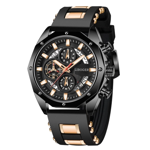 Orologio Al Quarzo Da Uomo Cassa In Lega Cinturino In Silicone Cronografo Multifunzione Calendario Sport Business Grande Quadrante Tondo