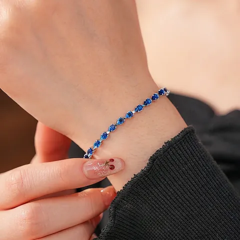 Tropfen Blau Zirkonia Bolo Armband Für Damen Kupferlegierung Verstellbare Schieberkette Elegante Schmuck