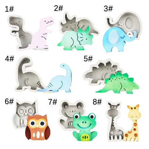 Silicone Molds For Cake Chocolate Candy Baking DIY Candle Plaster Dinosaur Elephant Owl Frog Giraffe Animal Shapes