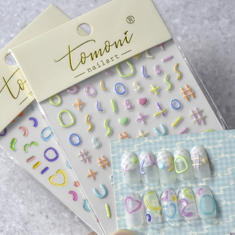 3D Geprägte Nagelkunst Aufkleber Gelee Macaron Farben Alphabet Symbole Herz Selbstklebende Maniküre Abziehbilder DIY Deko
