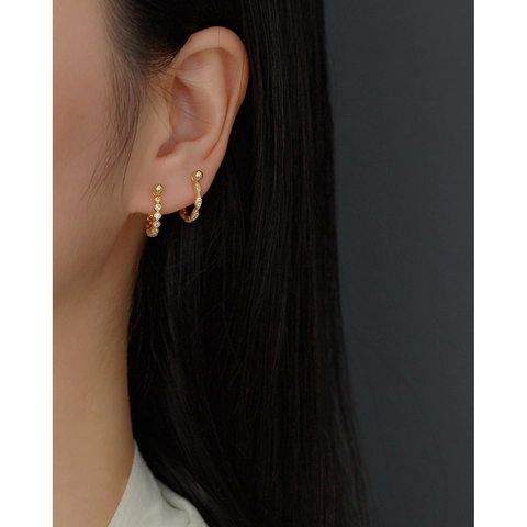 925 Sterling Silver Cartilage Piercing Hoop Earrings Zirconia Geometric U Shaped Screw Ball Back Ear Bone Studs Jewelry