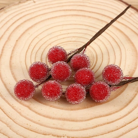 Artificial Frosted Red Berry Picks Christmas Decoration Stems For Wedding Candy Box Home Decor DIY Crafts Floral Accessory
