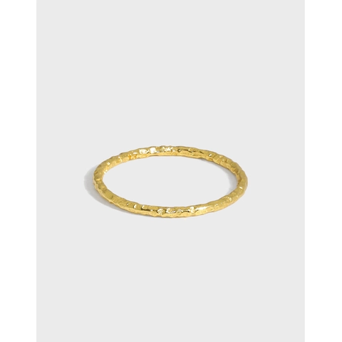 925 Sterling Silver Ring Hammered Texture Irregular Design Minimalist Thin Band Chic Jewelry For Women