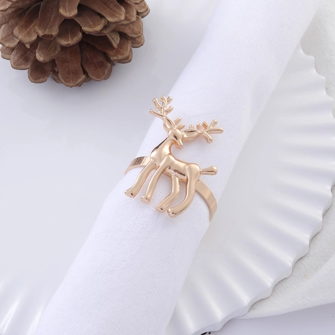 Ronds De Serviette Renne Alliage Métal Boucle Élan Pour Décoration De Table Noël Mariage Poli Luxe