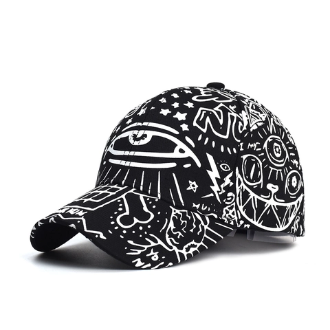 Graffiti Print Baseball Cap Baumwolle Atmungsaktiv Sonnenschutz Outdoor Streetwear Mode Verstellbarer Hut