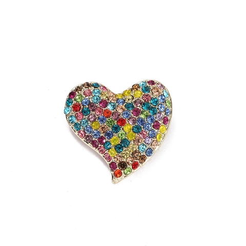 Heart Shaped Rhinestone Brooch Pin Alloy Vintage Retro Jewelry Accessory For Women Clothing Decor Glittering