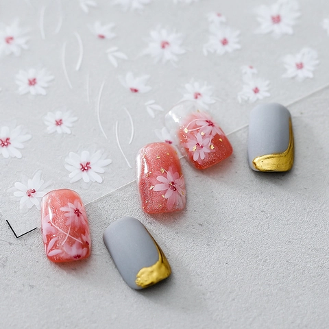 Daisy Flower Butterfly Nail Art Stickers Ultra Thin Adhesive Backing Decals DIY Manicure Decoration For Women