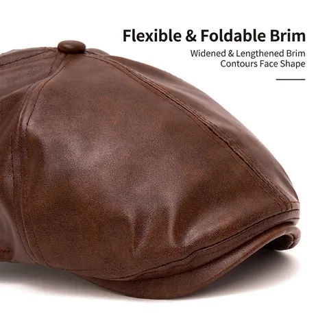 Coppola In Pelle PU Vintage Cappello Retro Newsboy Termico Regolabile Ivy Cabbie Cappello Da Guida Per Uomini Donne