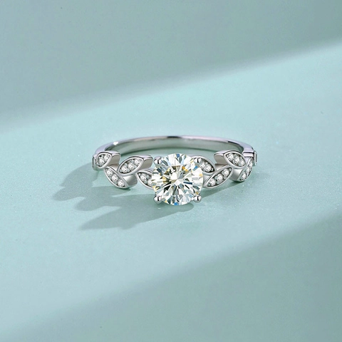 925 Sterlingsilber Moissanit Ring Für Damen Eleganter Natur Blatt Design Verstellbarer Verlobungsring Zirkonia Strass Schmuck Geschenk