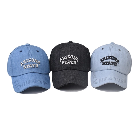 Gewaschene Denim Baseball Kappe Vintage Buchstaben Stickerei Verstellbarer Retro Distressed Sonnenhut Unisex Atmungsaktiv