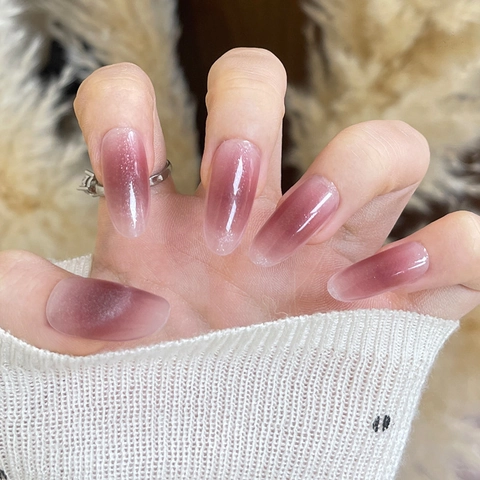 Handgefertigt Ohrstecker Farbverlauf Katzenauge Glitzer Strass Schleife Perle Dekorative Falsche Nägel Für Damen Salon Maniküre
