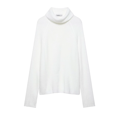 Women High Neck Knit Sweater Back Split Loose Pullover Long Sleeve Solid Color Elegant Fashion Casual Knitwear