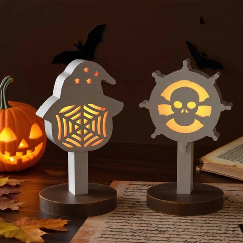 Halloween Siliconen Vorm Skelet Spinnenweb Vleermuis Silhouet Lamp DIY Hars Ambacht Nachtlampje Decoratie