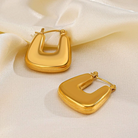 Geometrische U-Förmige Chunky Hoop Ohrringe 18K Vergoldet Edelstahl Hip Hop Minimalistischer Schmuck Für Damen