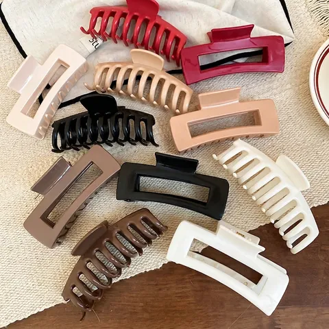 Geometric Square Hair Claw Clip Silicone Matte Hollow Shark Clip Elegant Updo Hairpin Fashion Accessories For Women Girls