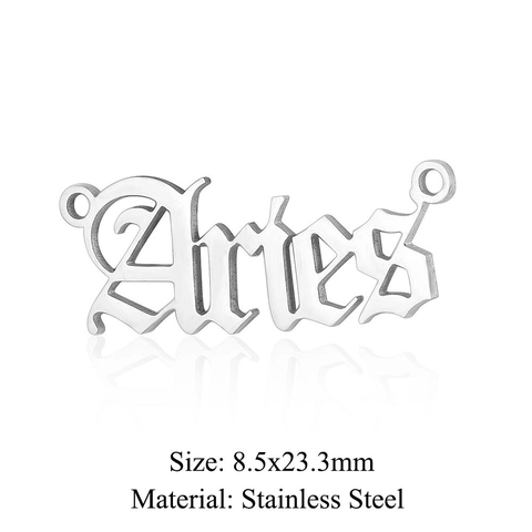 Zodiac Constellation Pendants Stainless Steel Gothic Letter Charms For DIY Jewelry Making Necklaces Bracelets Accessories
