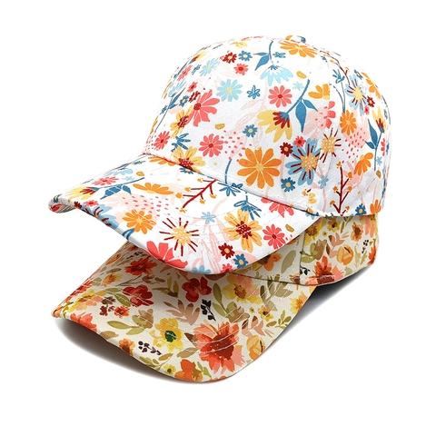 Casquette de Baseball Femme Imprimé Floral Mode Polyester Protection Solaire Été Chapeau Réglable Outdoor Casual Visière