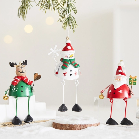Ornamenti Appesi Per Albero Di Natale Arte In Ferro Gambe Pendenti Renna Pupazzo Di Neve Babbo Natale Metallo Dipinto