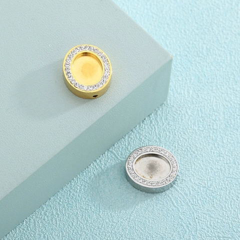 Dijes Geométricos De Acero Inoxidable Con Engastes De Circonita Y Diamantes Para Creación De Joyería DIY